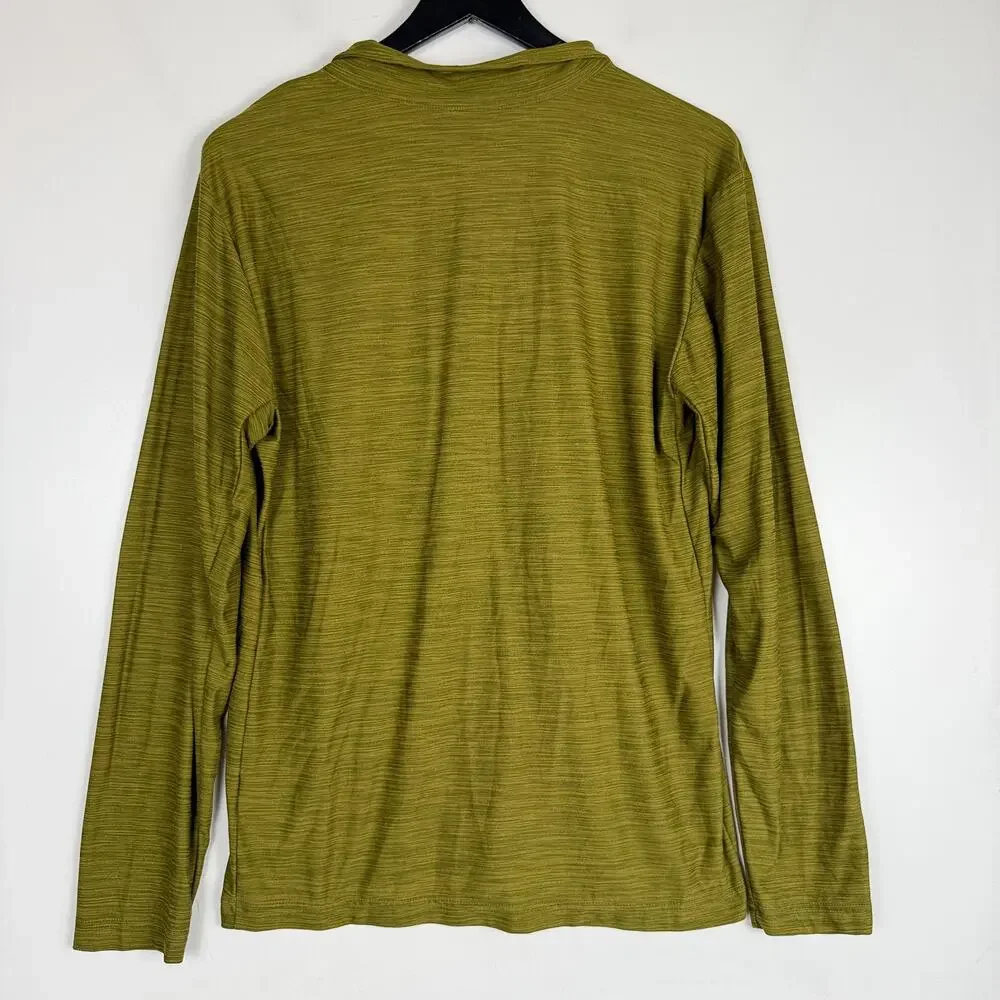 Nike Mens DriFit 1/4 Zip Long Sleeve Training Shirt Green Yellow - M